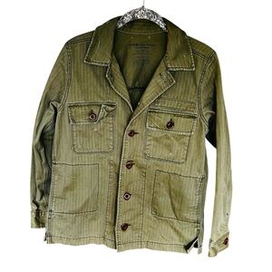 American Eagle Outfitters Distressed Khaki Green Field Jacket Size S